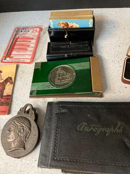 Vintage autograph book cards tie clip and more