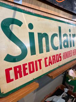 Sinclair station credit cards advertising sign 42? x 18?