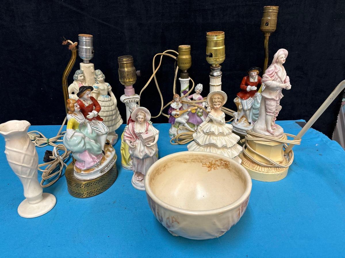 McCoy pottery porcelain table lamps