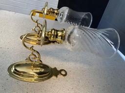 Pair of Baldwin brass sconces with shades