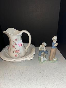 Royal Haeger Pitcher and Bowl NAO Lladro Figures