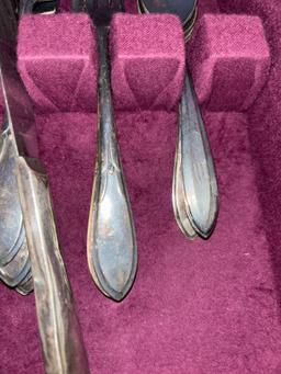 Silver plate flatware in chest