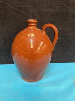 Pottery crock jug with handle