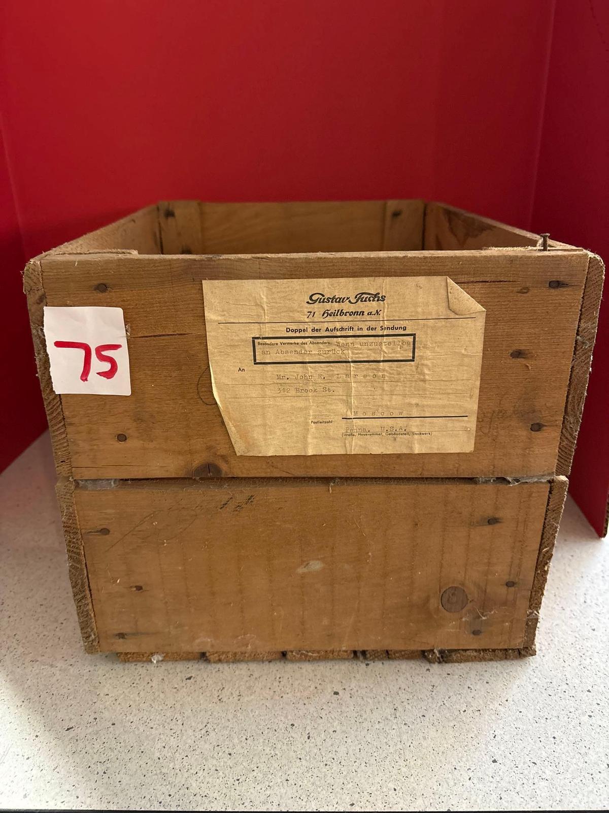 vintage wood crate Gustav Fuchs
