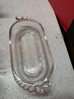 Duncan Miller Relish tray Fostoria glass divided platters studio art pottery