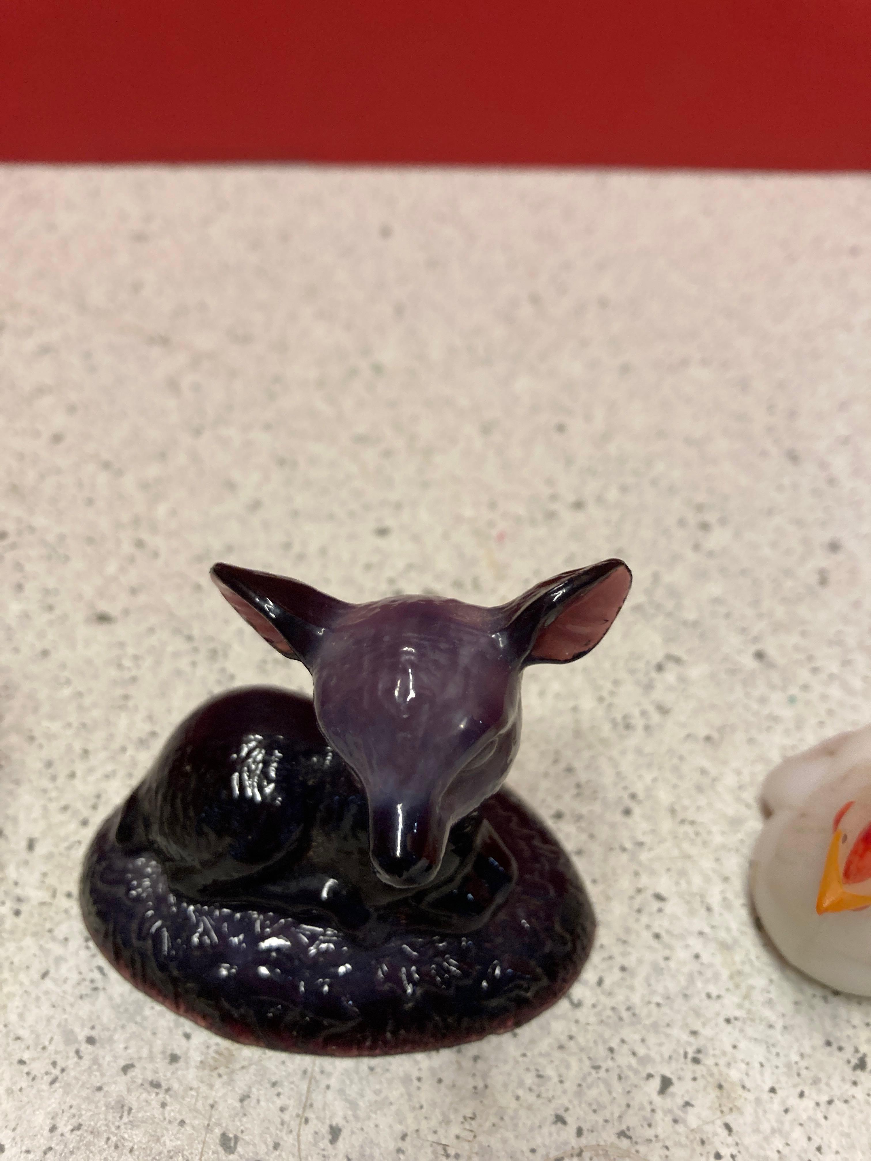 3 Fenton pieces Boyd?s slag glass deer Westmoreland candy container
