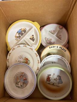 Sweet lot of vintage baby feeding plates bowls cups
