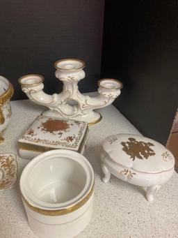 German gold and white numbered porcelain china and other pieces