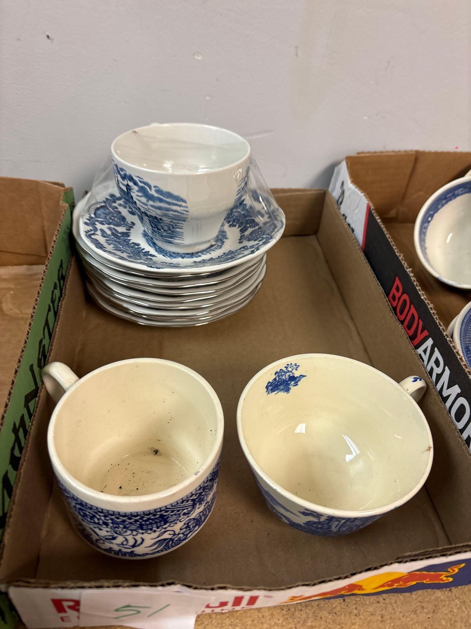 large quantity of individual tea cups saucers