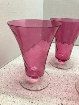 Cranberry glass stemware