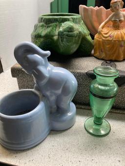 California pottery turtle, McCoy vase USA pottery a tray and other items