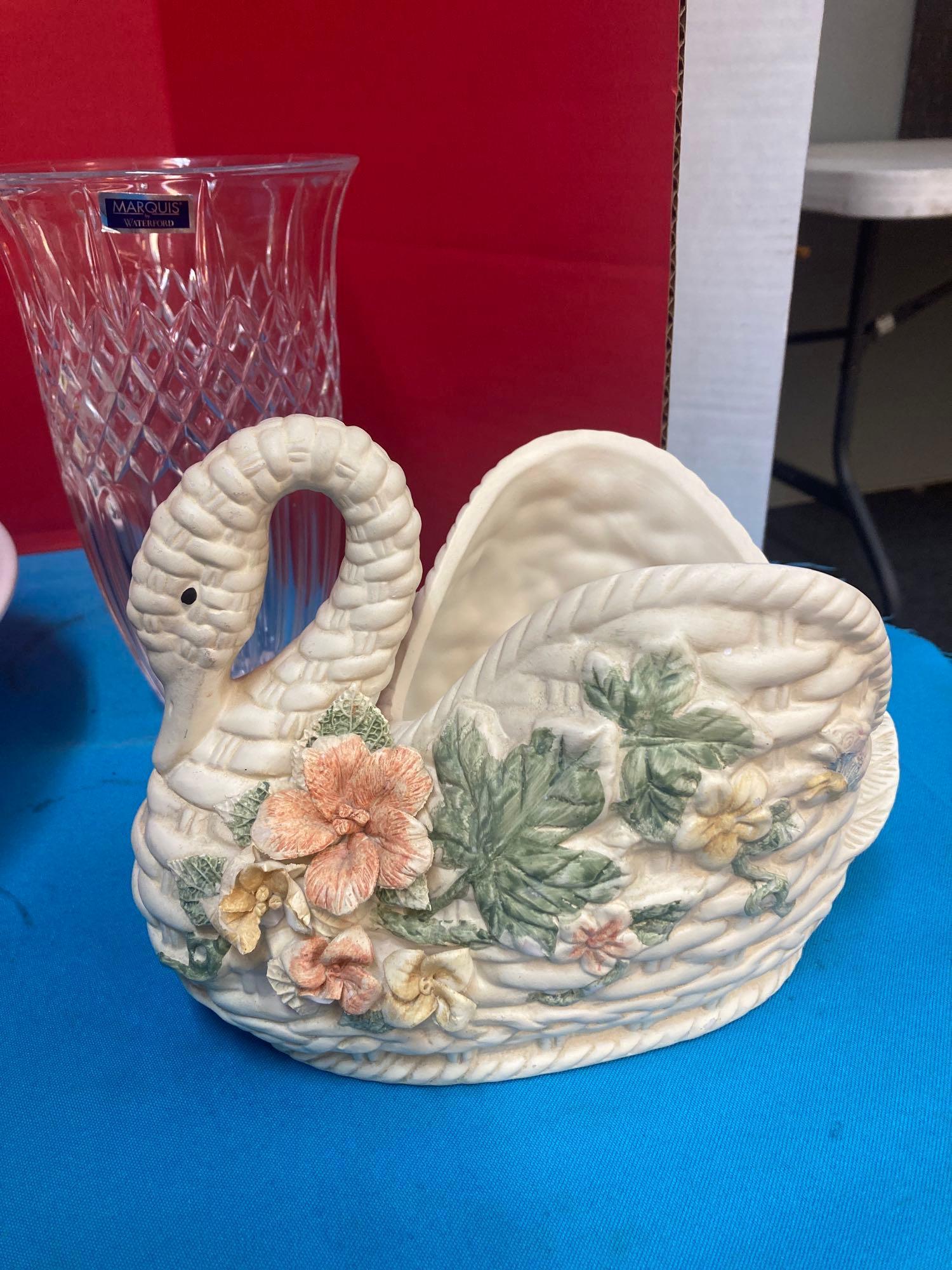 Waterford vase, porcelain bowl, other ceramics