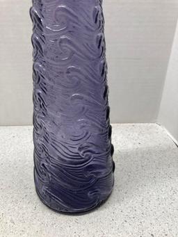 MCM Empoli Italy Guildcraft Glass Genie Bottle Decanter Purple Amethyst Wave