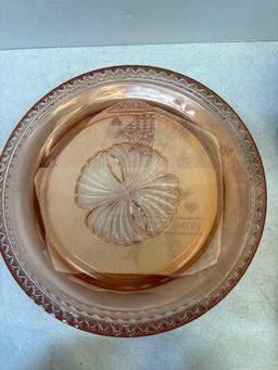pink US and depression glass Harkerware Pieces