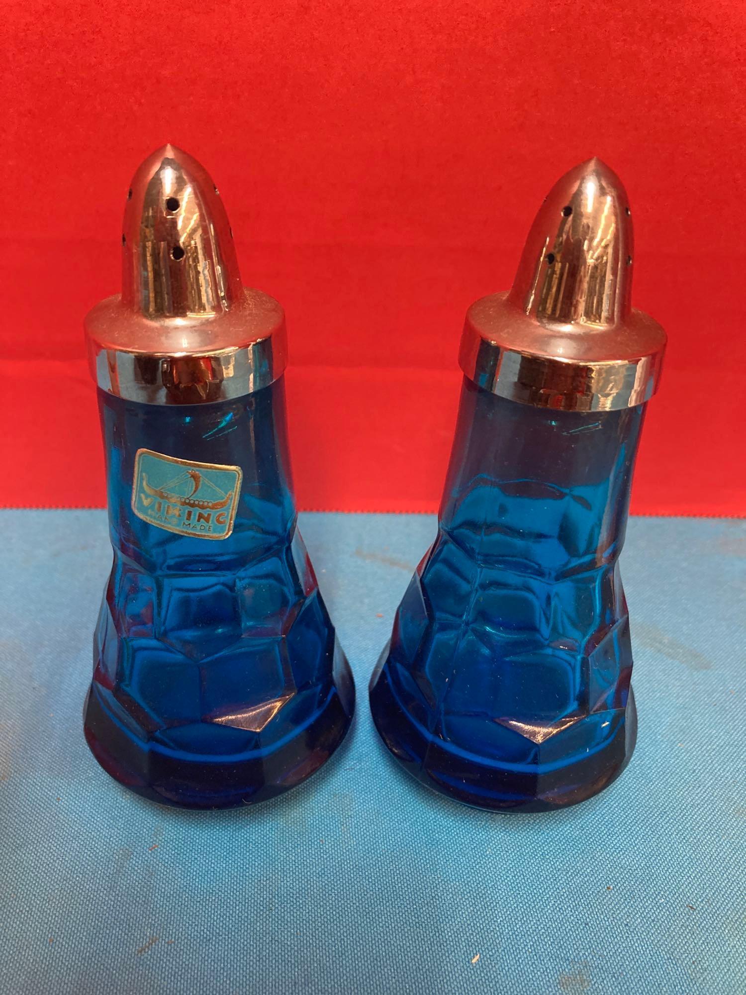 New old stock Viking salt and pepper shakers milk last one vase, other art glass pieces