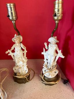 six vintage porcelain lamps