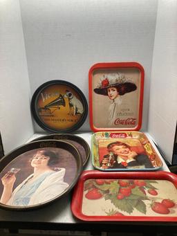 Vintage trays mainly Coca-Cola