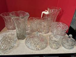 large quantity of glass and crystal