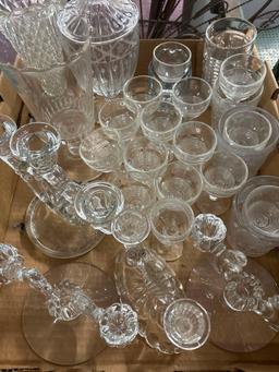 large lot of glass and crystal pieces