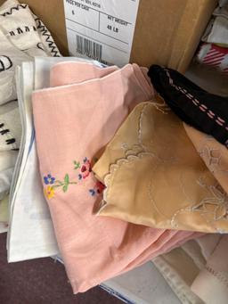 large quality, vintage fabric, lace, tablecloths napkins