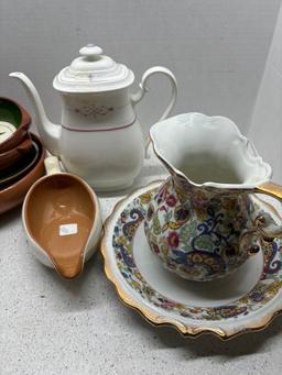 STANGEL pottery serving pieces porcelain tea set pitcher and bowl