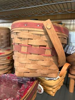 8 longaberger baskets some with lids and stands