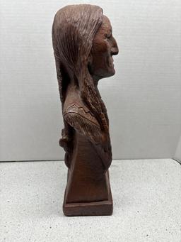 nicely carved looking Indian Chief 17 inches tall