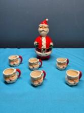 Vintage Lefton Christmas Santa Claus Decanter/Mugs