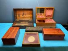 assortment of wood boxes
