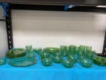 Large lot of Federal glass rosemary green depression uranium glass