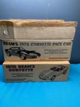 2 Beam?s 1978 corvette pace car decanters in boxes