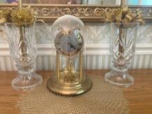Crystal candleholders and Junghand gold quartz dome clock