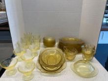 Nice lot of federal glass Madrid, yellow depression glass