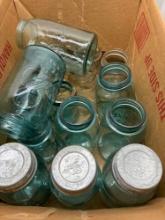 Blue glass canning jars