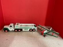 Molded plastic HESS semi flatbed truck and airplane