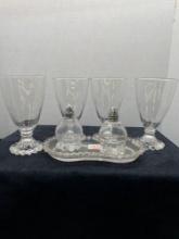 Clear glassware Including candle, etched large quantity