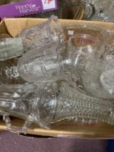 large lot of crystal goblets, glasses, serving trays, candle holders, coasters, salt & pepper