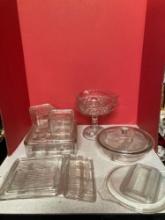 Vintage Refrigerator dishes, lids, Pyrex lid, other clear glass