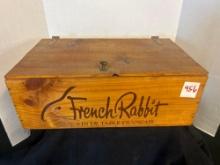 fancy rabbit wine wooden box hinged lid