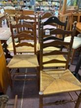 five ladder back chairs