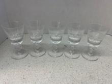 5 Val st Lambert crystal wine glasses