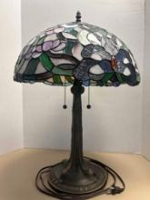 vintage stained glass Tiffany style lamp with solid base