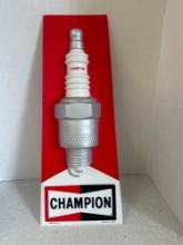 vintage champion spark plug plastic sign