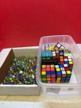 Rubiks cubes hand puzzles marbles