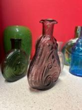 antique colored glass bottle collection decanters