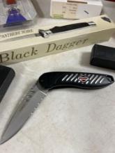 brand new pocket, knives, dagger, LED lights and more