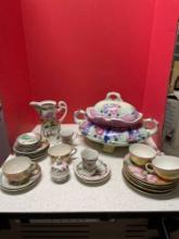 Bone China cups and saucers, pitcher missing lid, nice tureen