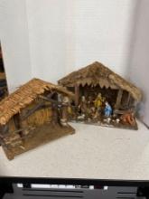 Two nativity sets, One marked West germany, one marked Italy