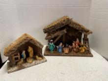 Two nativity scenes one marked made in Italy