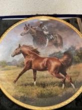 Decorative plate of Secretariat, triple crown winner and signed by jockey Ron Turcotte